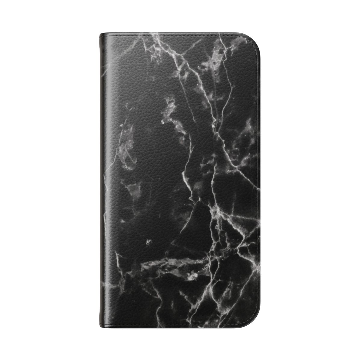 Black marble pattern flip cover phone case - Folded Back