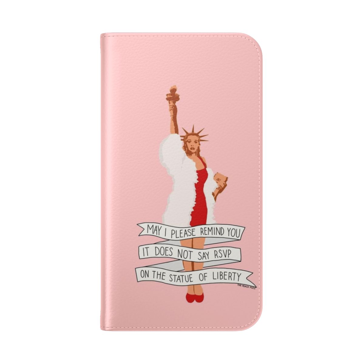 Peach Fuzz Flip Cover Phone Case featuring feminist and pop culture inspired design - Folded Back