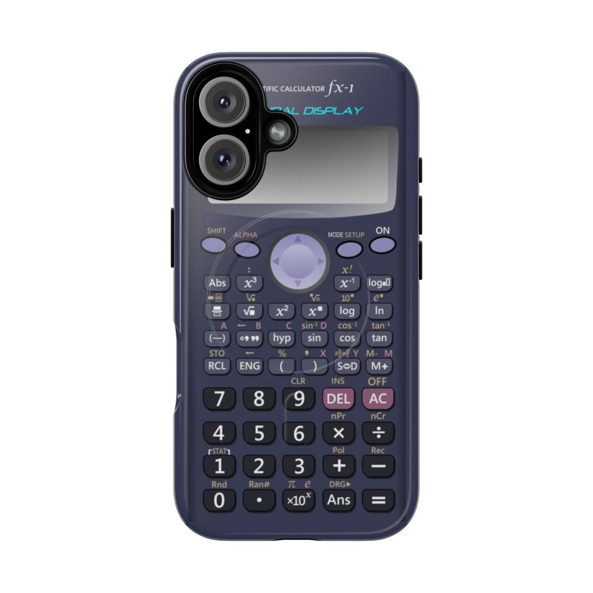 Magnetic phone case with a retro scientific calculator design