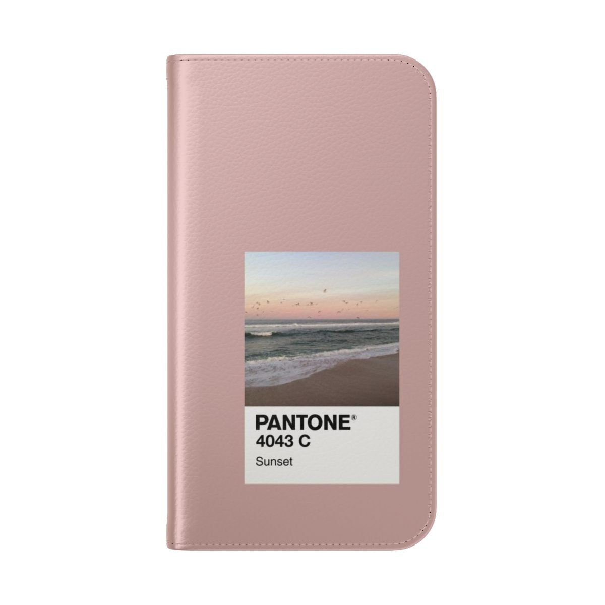 Vibrant Pantone-inspired phone case with a beach and sunset design - Folded Back