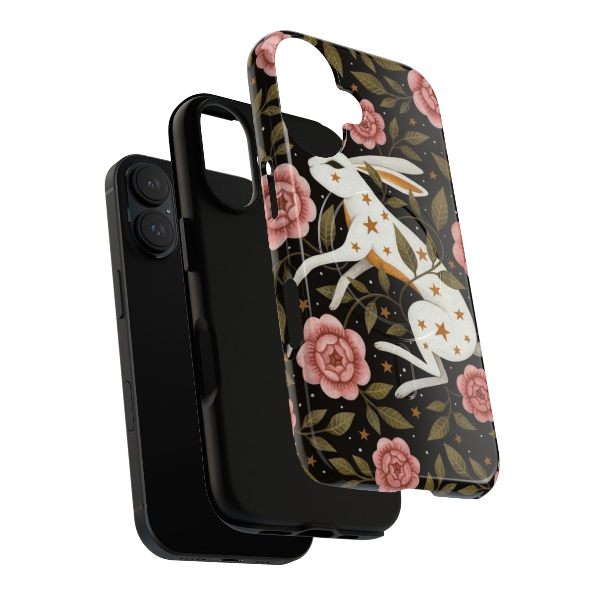 Enchanted nature-inspired phone case with magnetic closure and tough protective design - Layers