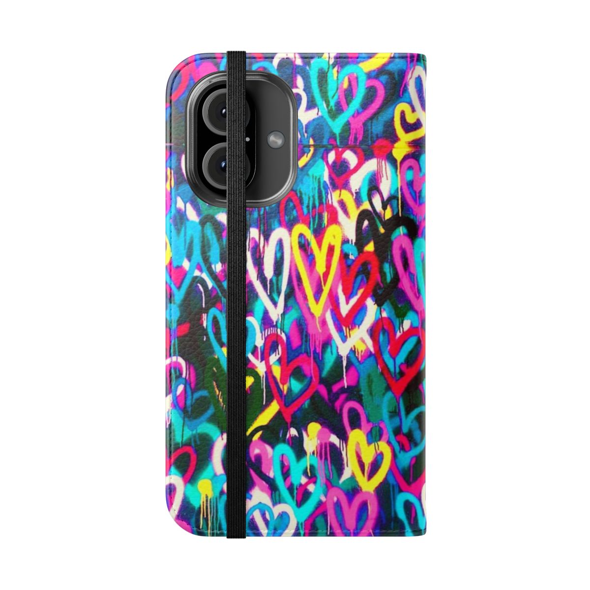 Colorful urban-inspired heart design phone case - Folded Front