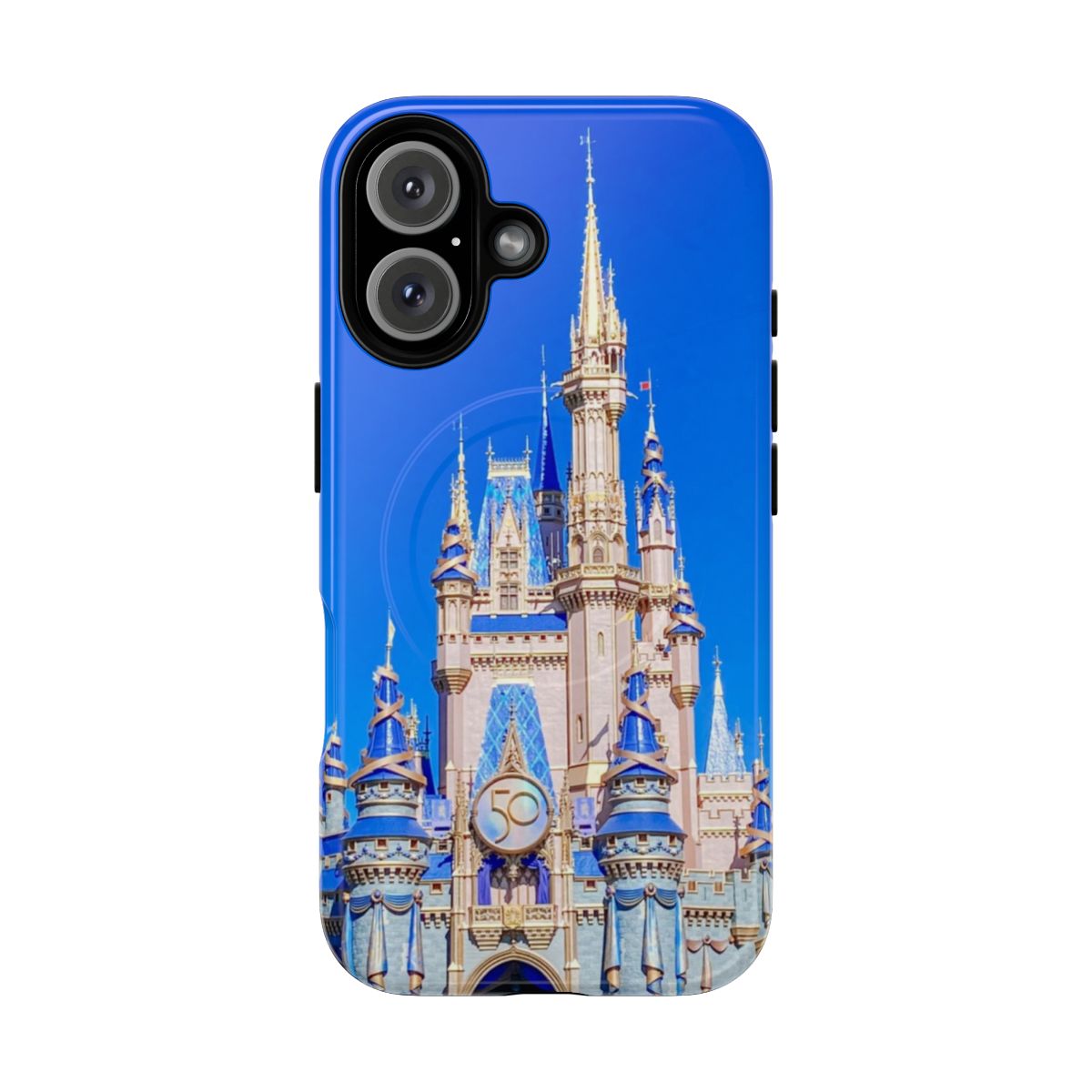 A magnetic tough phone case featuring an illustration of Cinderella's Castle at Walt Disney World's Magic Kingdom.