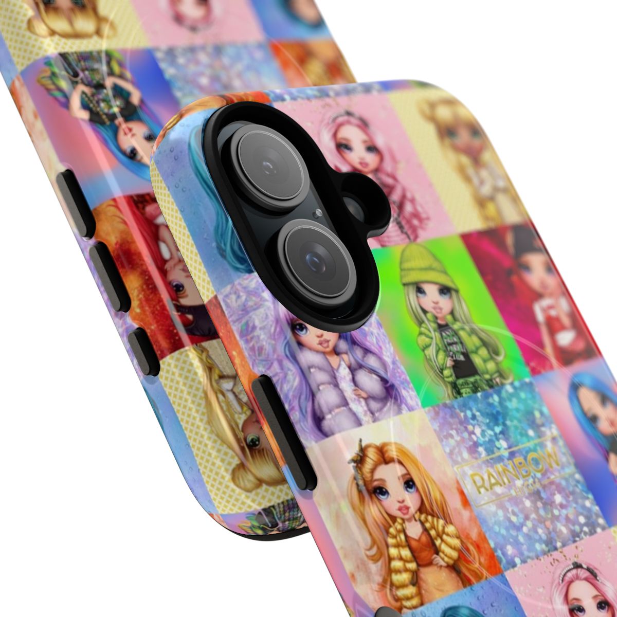 Colorful phone case with rainbow high characters - Detail