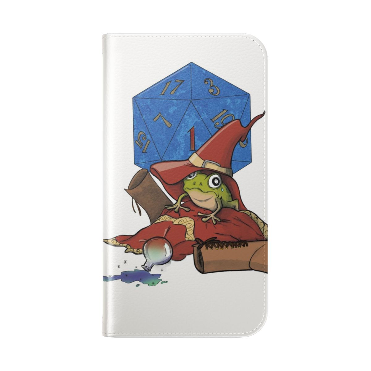 A colorful flip cover phone case featuring a fantasy potion design, perfect for wizard and fantasy fans. - Folded Back