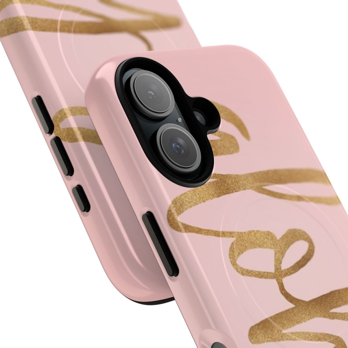 Aloha-inspired metallic phone case in pink and gold colors - Detail