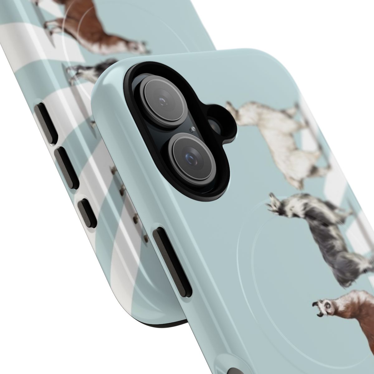 Llama-themed magnetic tough phone case with an Abbey Road-inspired design. - Detail