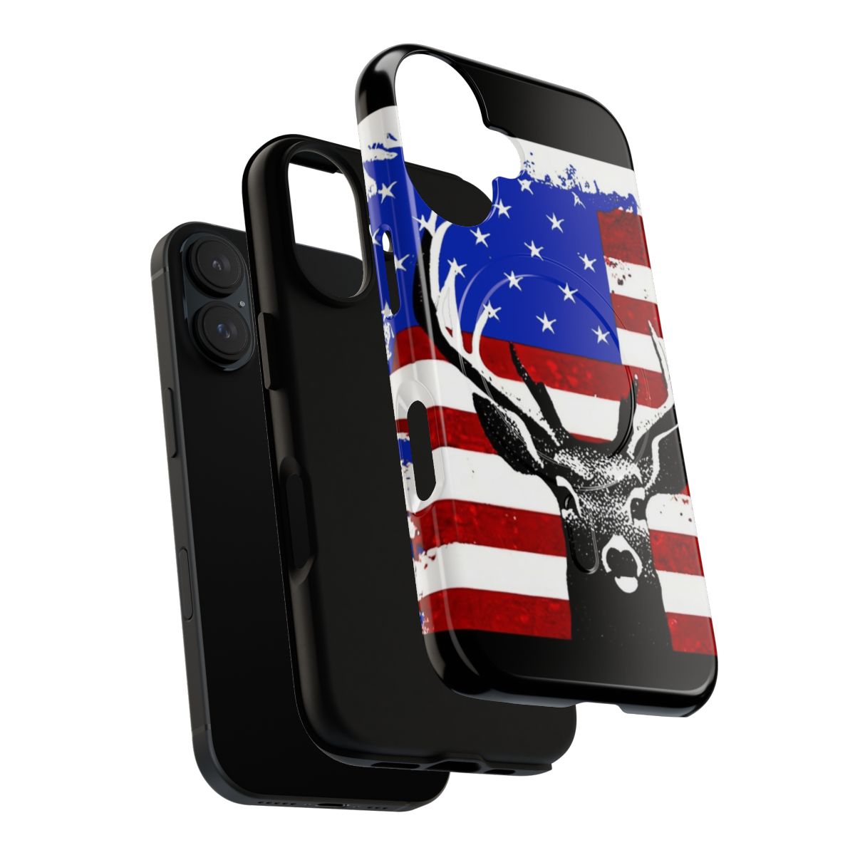 Rugged phone case featuring an American deer design in a nature setting - Layers