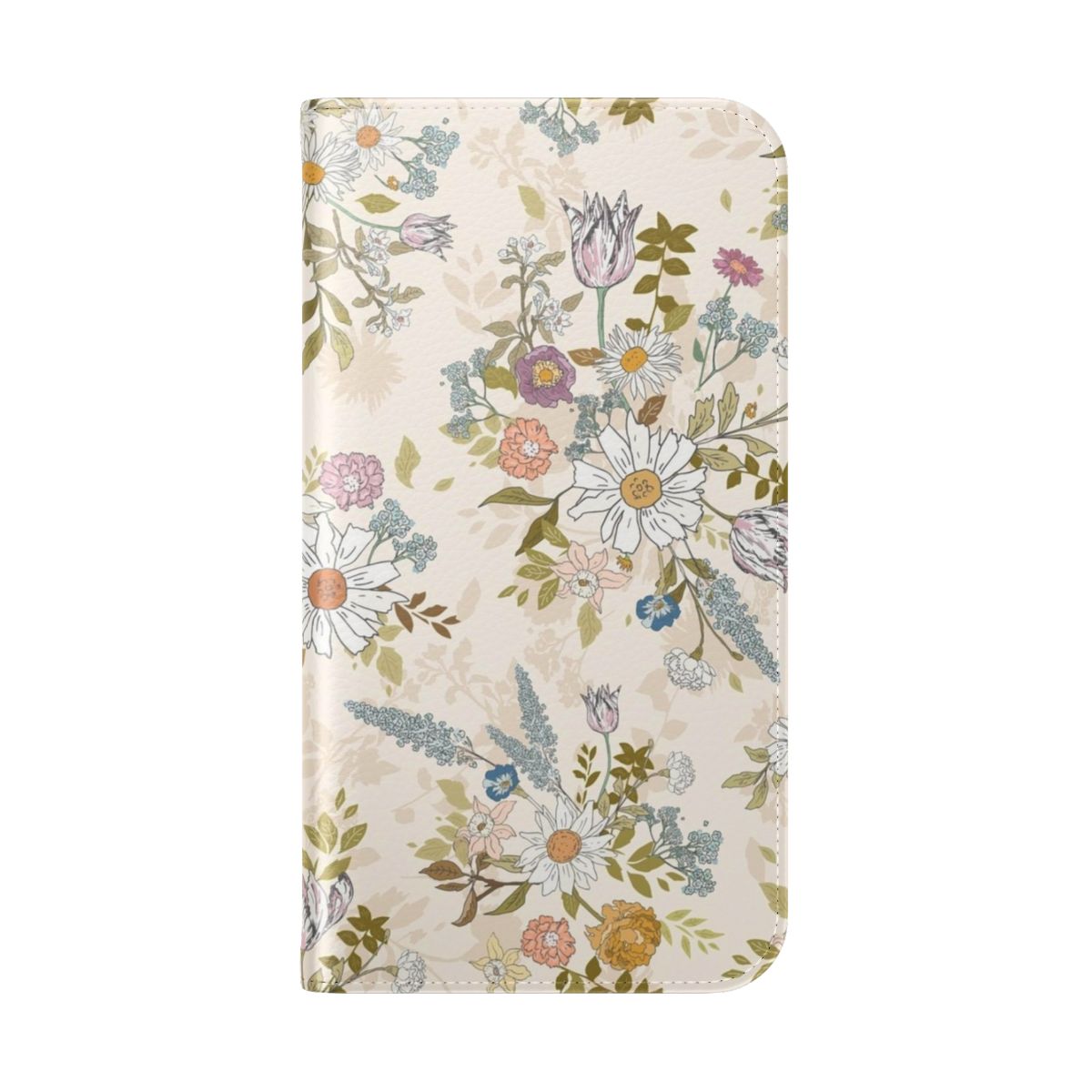 Boho floral phone case with vintage flowers and leaves - Folded Back