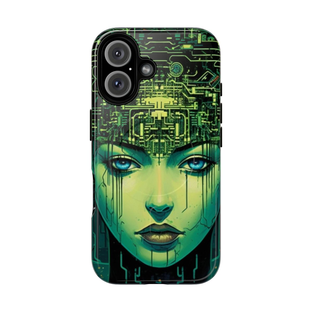 Shodan-inspired magnetic tough phone case with sci-fi and anime-style graphics