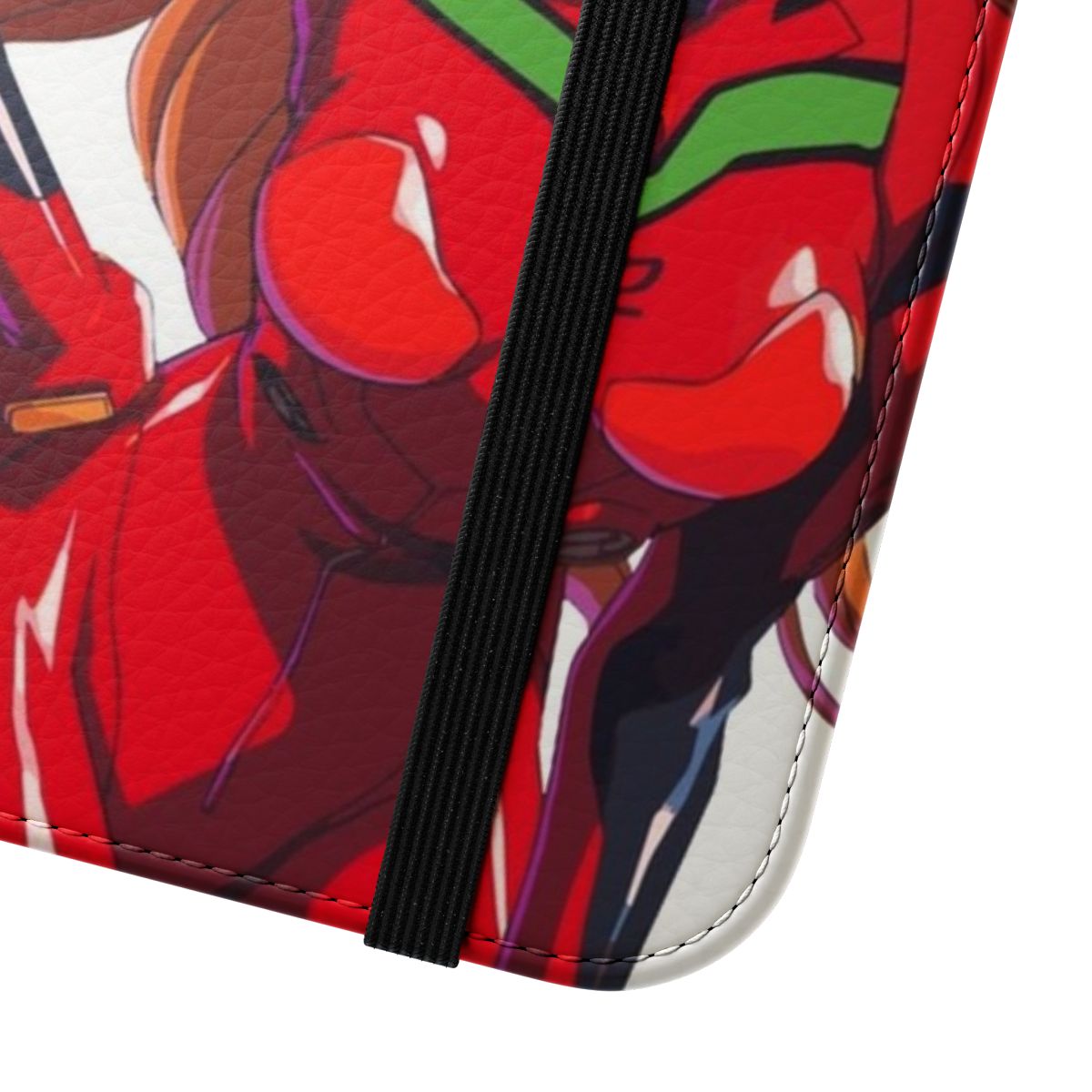 Asuka Langley inspired anime phone case with flip cover design featuring Evangelion imagery - Close Up