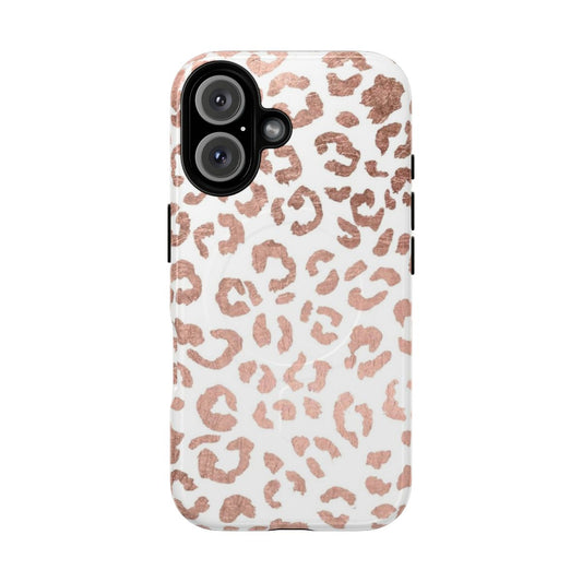 Rose gold leopard print pattern on a phone case