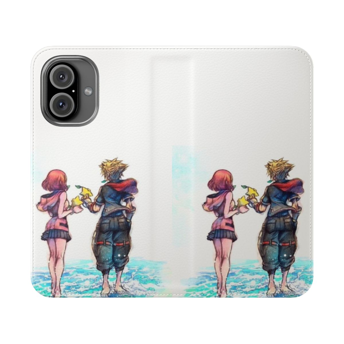 Kingdom Hearts inspired phone case featuring Sora, Kairi, and keyblade design