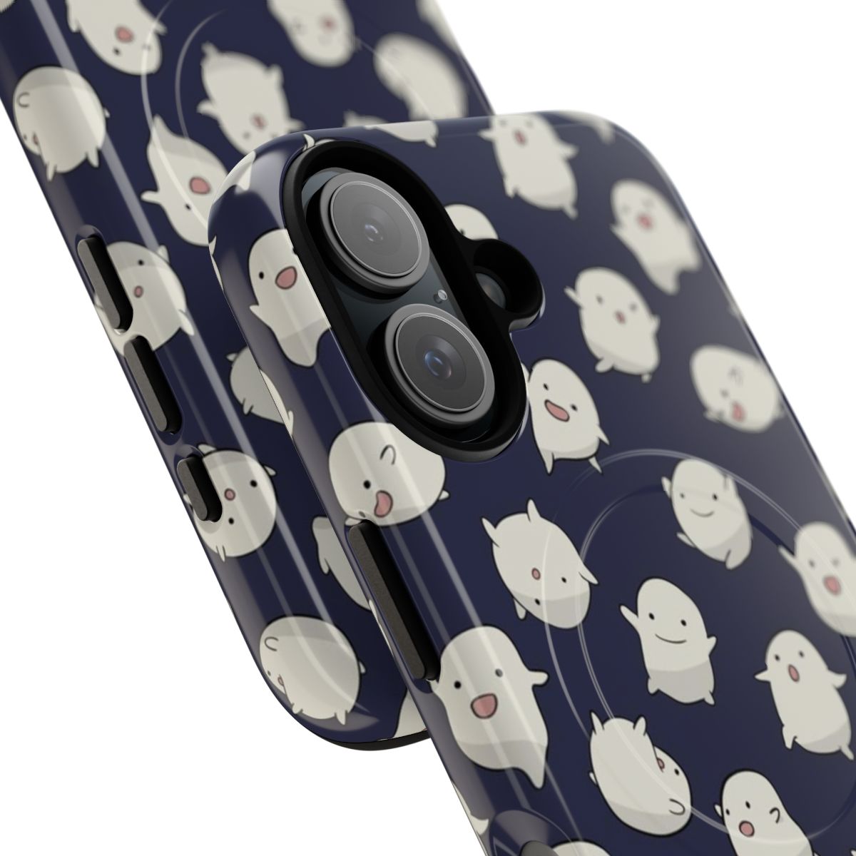 Dark blue magnetic phone case featuring a fan art design inspired by the Studio Ghibli animated film "The Boy and The Heron" - Detail