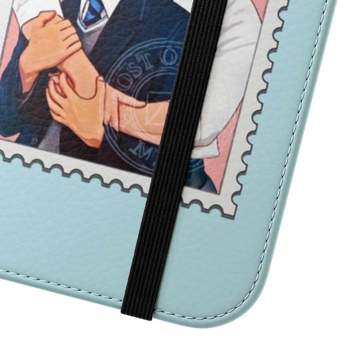 Heartstopper-inspired postage stamp flip phone case featuring characters from the Netflix series - Close Up