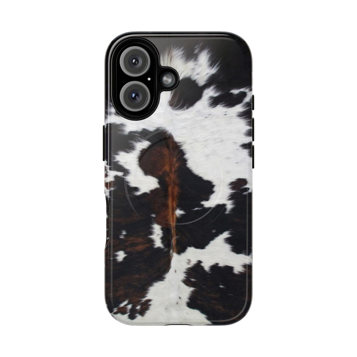 Cowhide-patterned magnetic tough phone cases with a bold, natural design