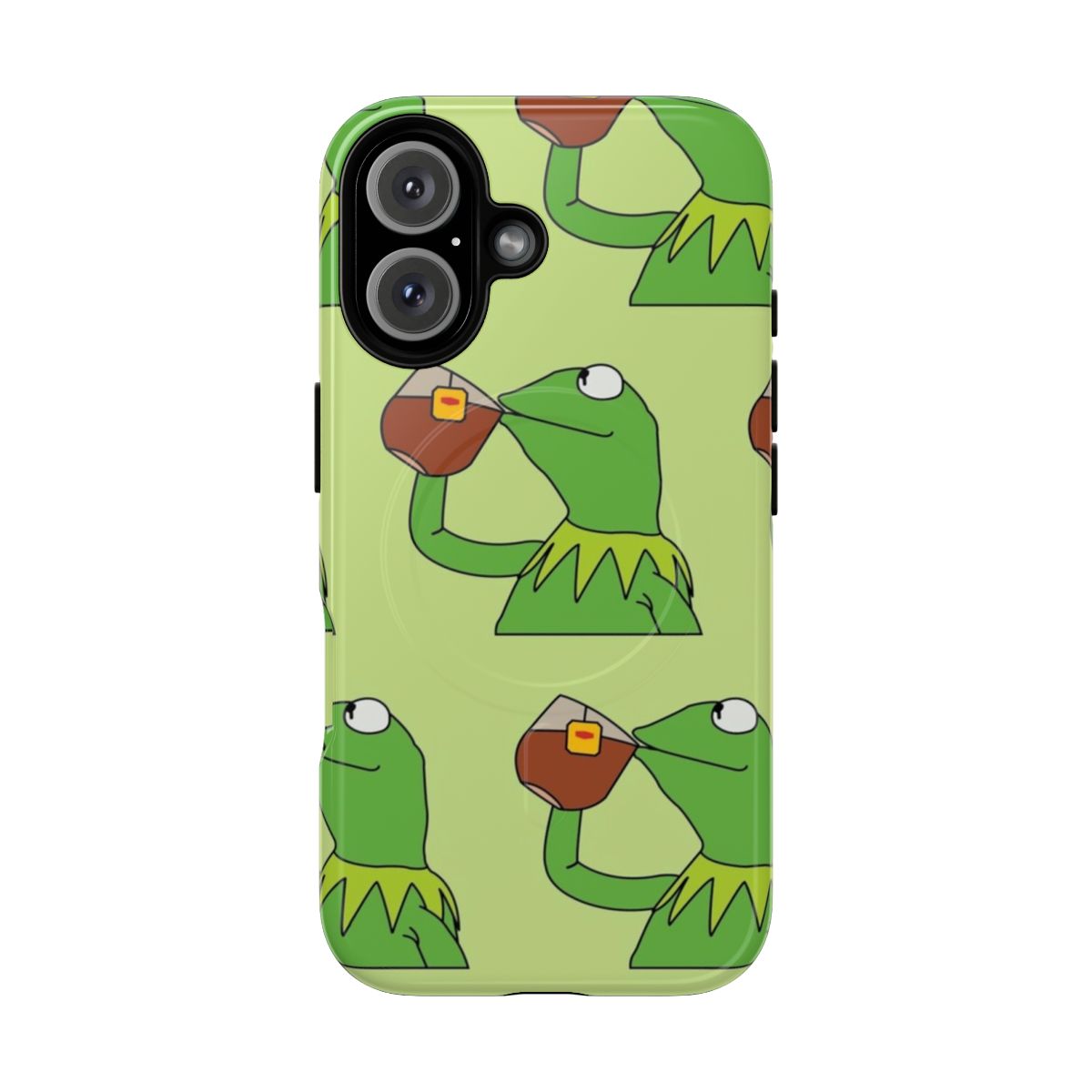 Magnetic phone case featuring a Kermit the Frog meme design with text "the tea has been served"