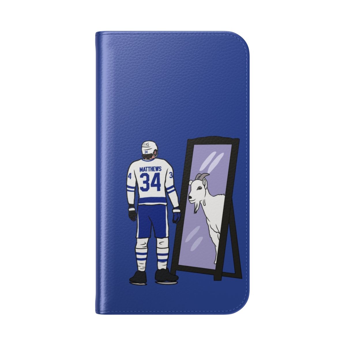 Flip cover phone case featuring Auston Matthews inspired design with the Toronto Maple Leafs logo - Folded Back