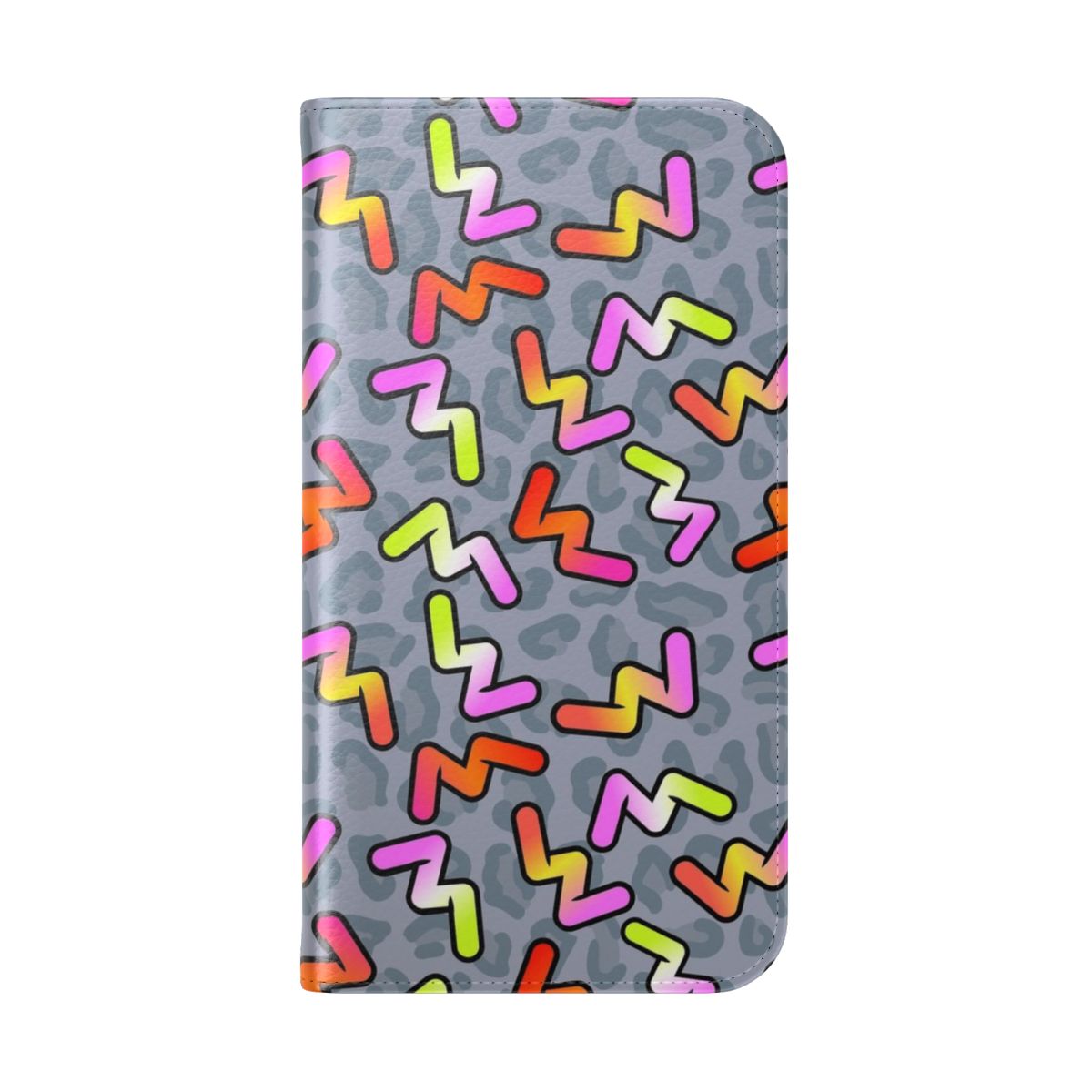 A stylish 90s-themed phone case featuring a vibrant pattern, inspired by Formula 1 driver Daniel Ricciardo. - Folded Back