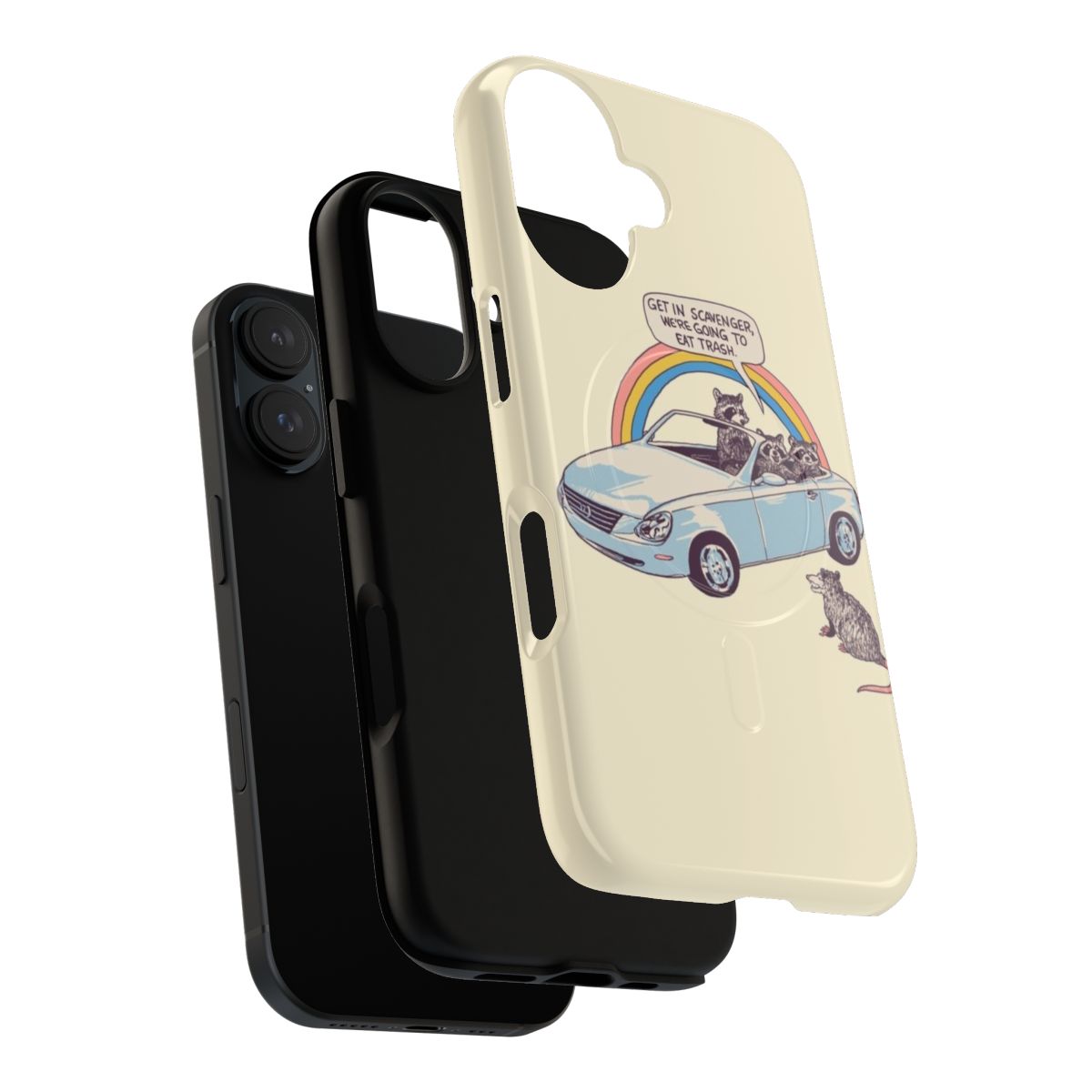 Colorful phone case with retro 80s/90s inspired animal meme design - Layers