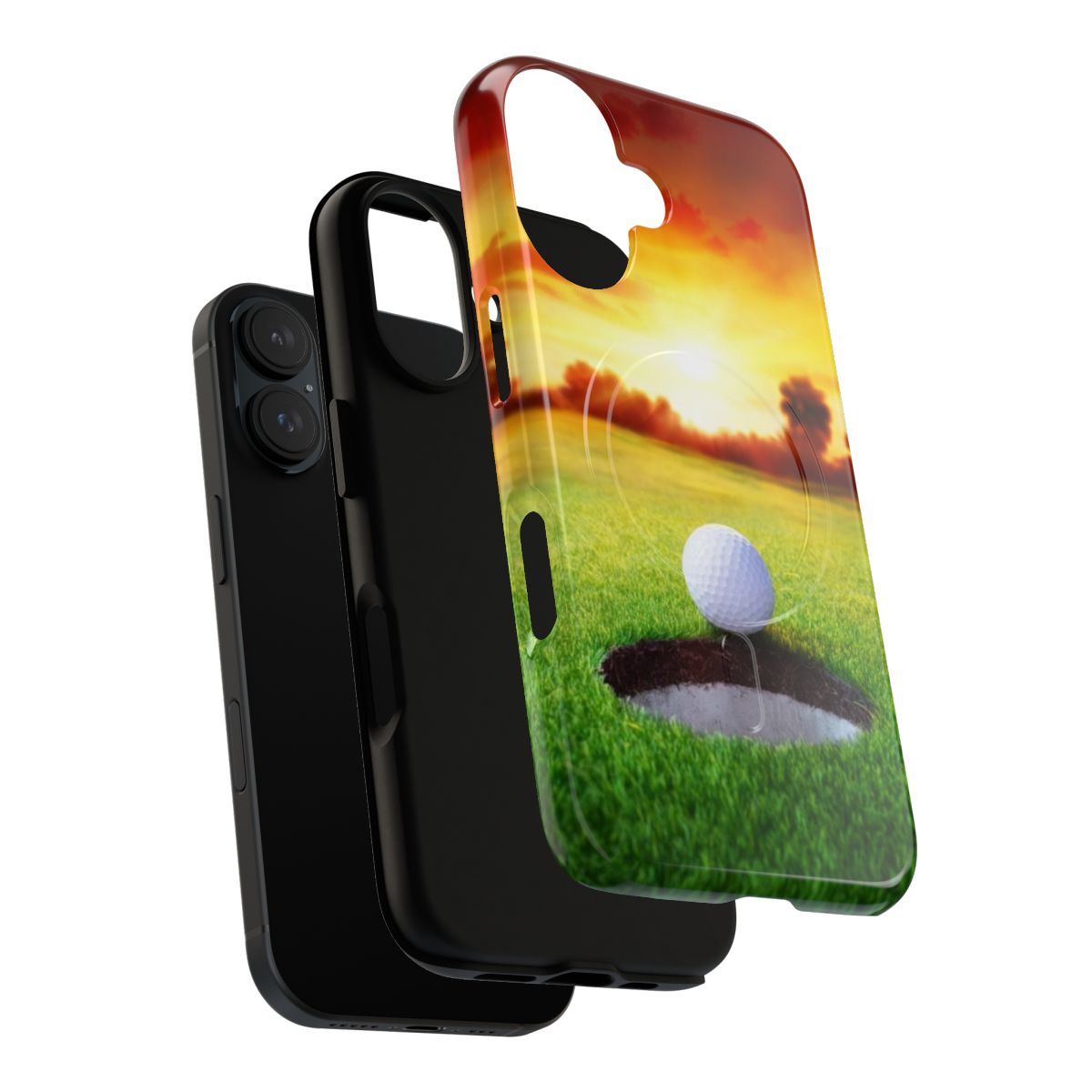 Sunset golf scene printed on a durable magnetic phone case - Layers