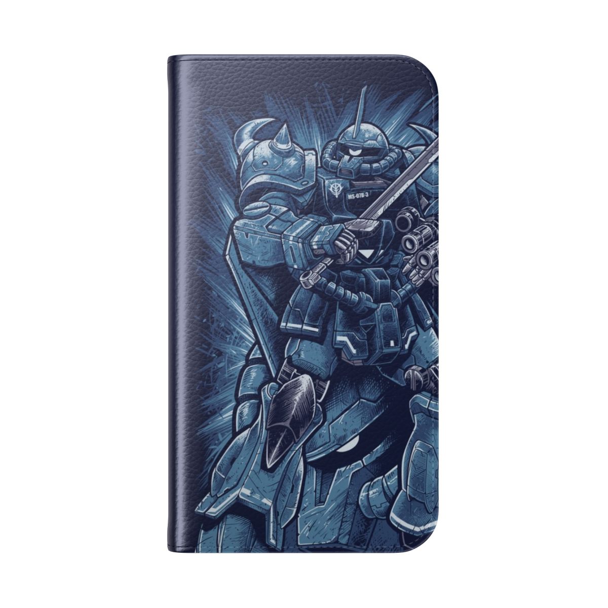 Anime-themed Gundam Gouf Custom flip cover phone case - Folded Back