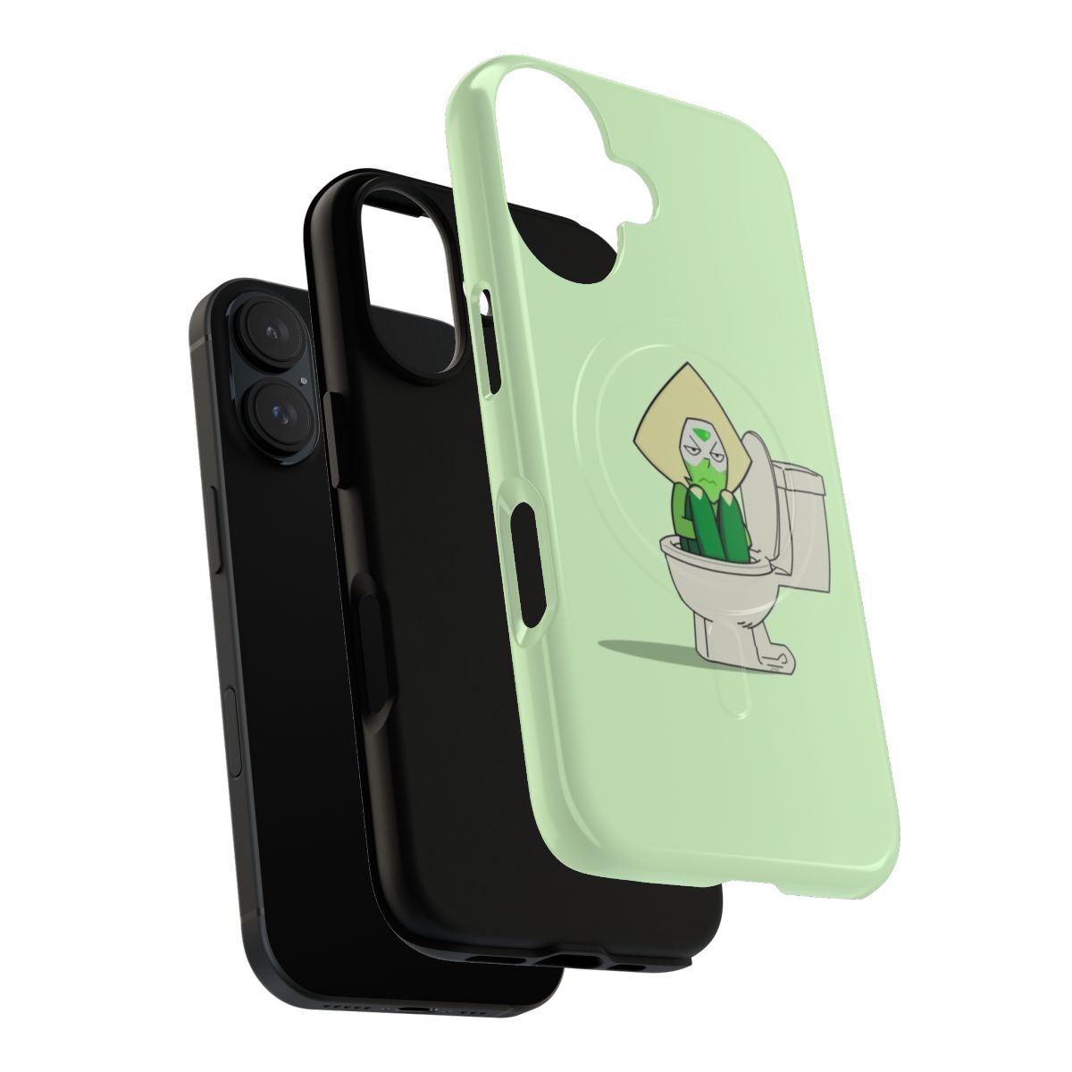 Peridot inspired green cartoon phone case with crystal gems design and magnetic closure - Layers