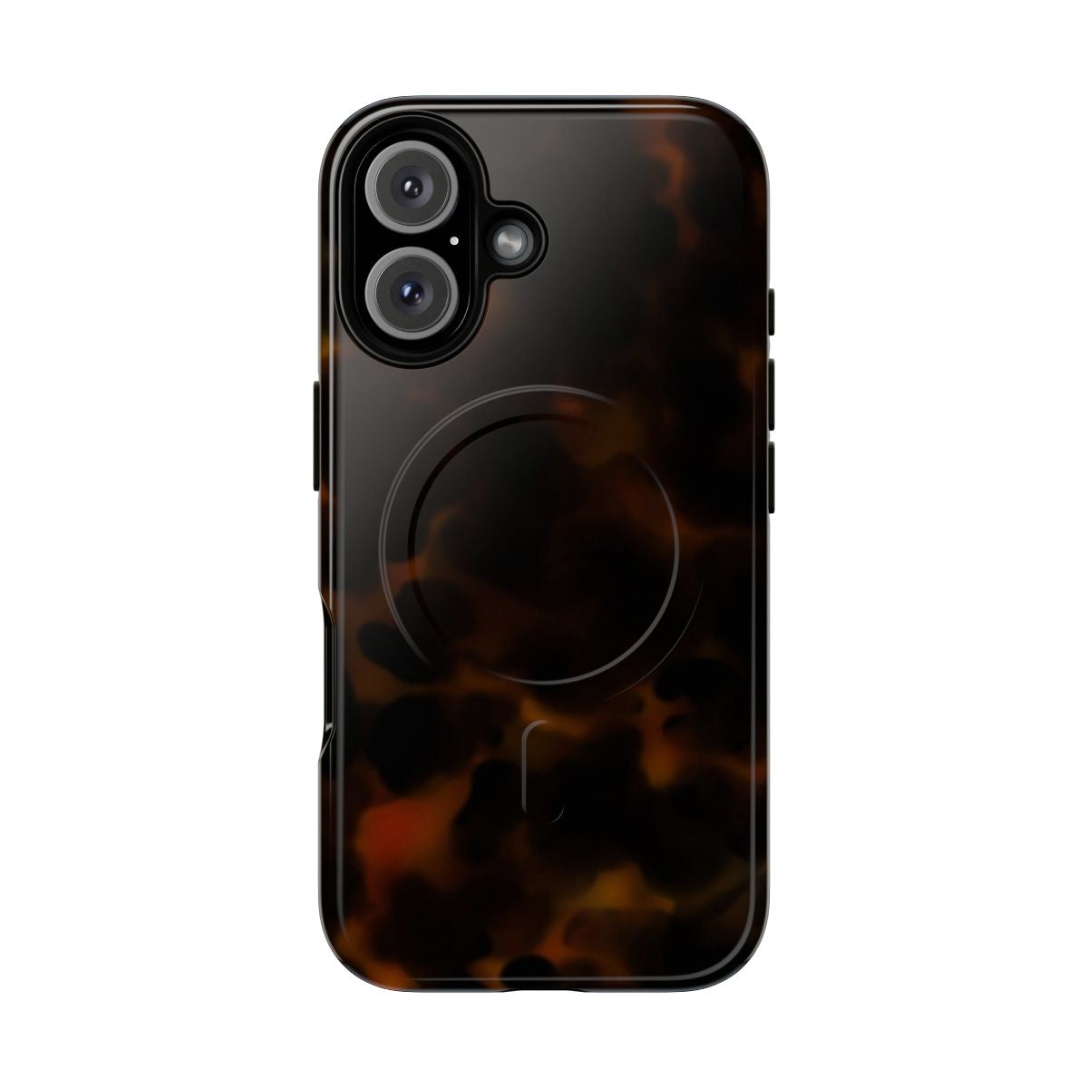 Tortoiseshell and dark red phone case with a magnetic and tough design