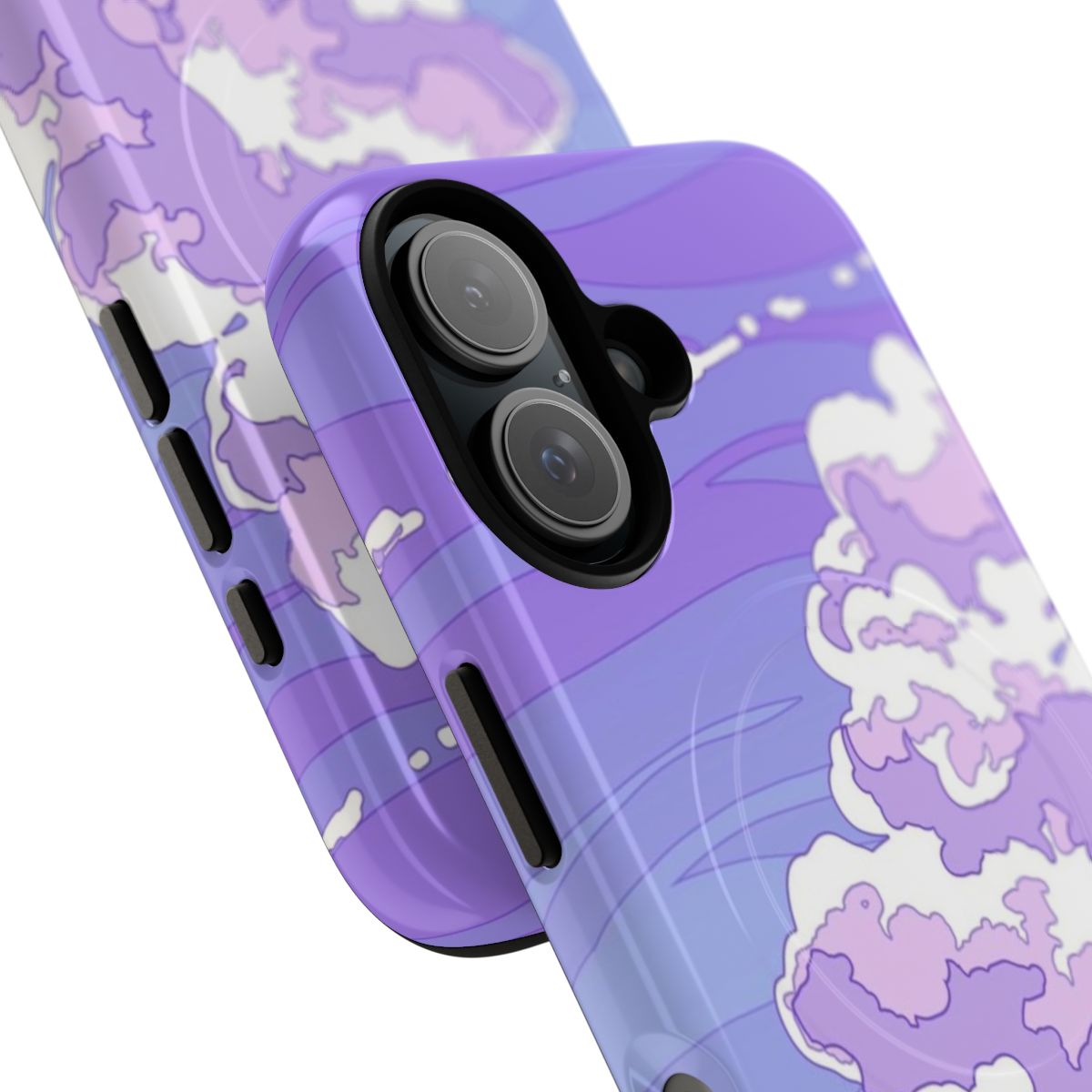 Purple sky, summer clouds, and red flowers on a magnetic tough phone case - Detail