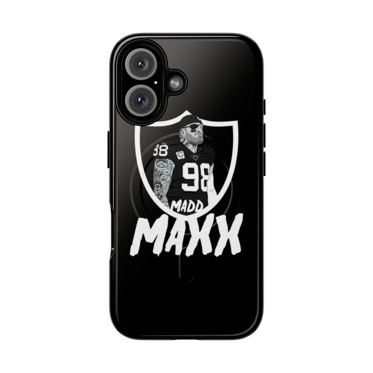 Raiders-inspired magnetic tough phone case with Maxx Crosby design