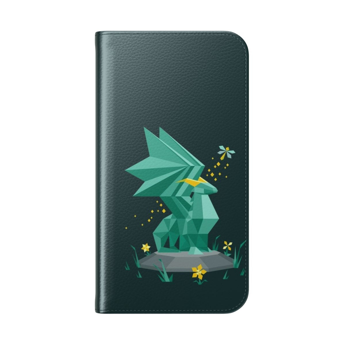 Image of a dragon-themed phone case with a dragonfly design - Folded Back