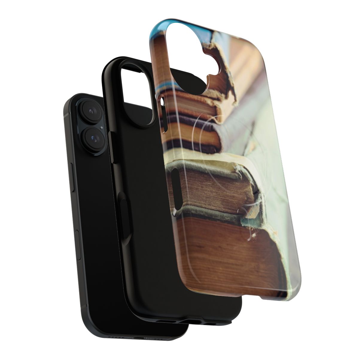 Vintage-inspired magnetic tough phone case with a worn, damaged, and retro book-like appearance - Layers