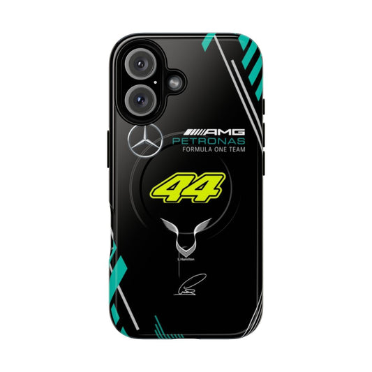 Mercedes AMG-inspired magnetic tough phone case with F1 racing design