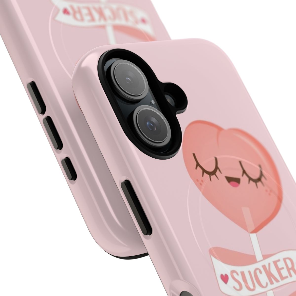 Peach lollipop-themed magnetic tough phone case with vector art design - Detail