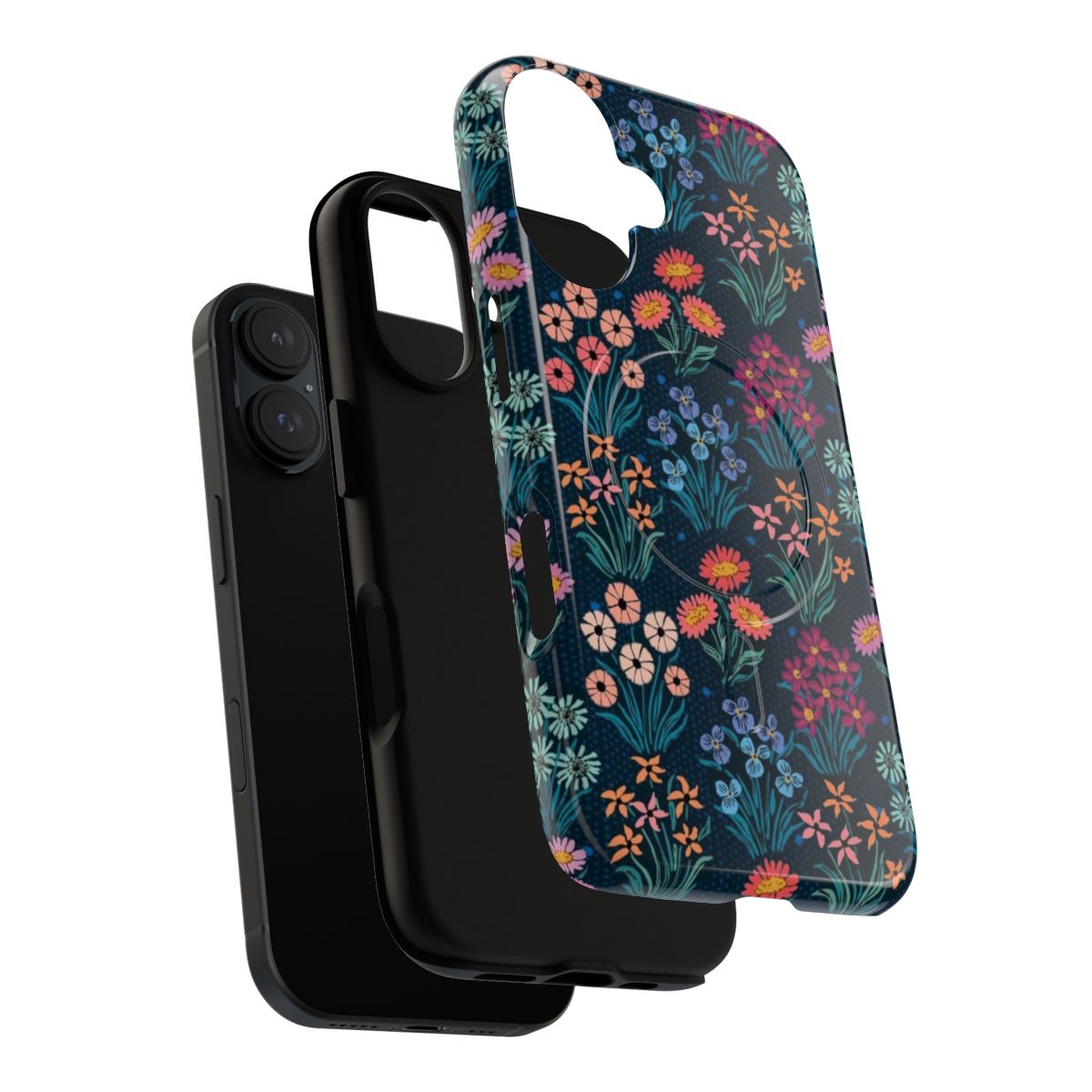 Colorful floral pattern phone case with magnetic tough design - Layers