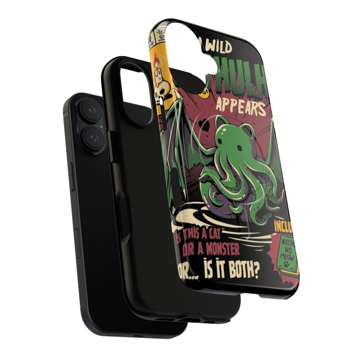 Cathulhu Lovecraftian Magnetic Tough Phone Case featuring a cat-like Cthulhu design - Layers