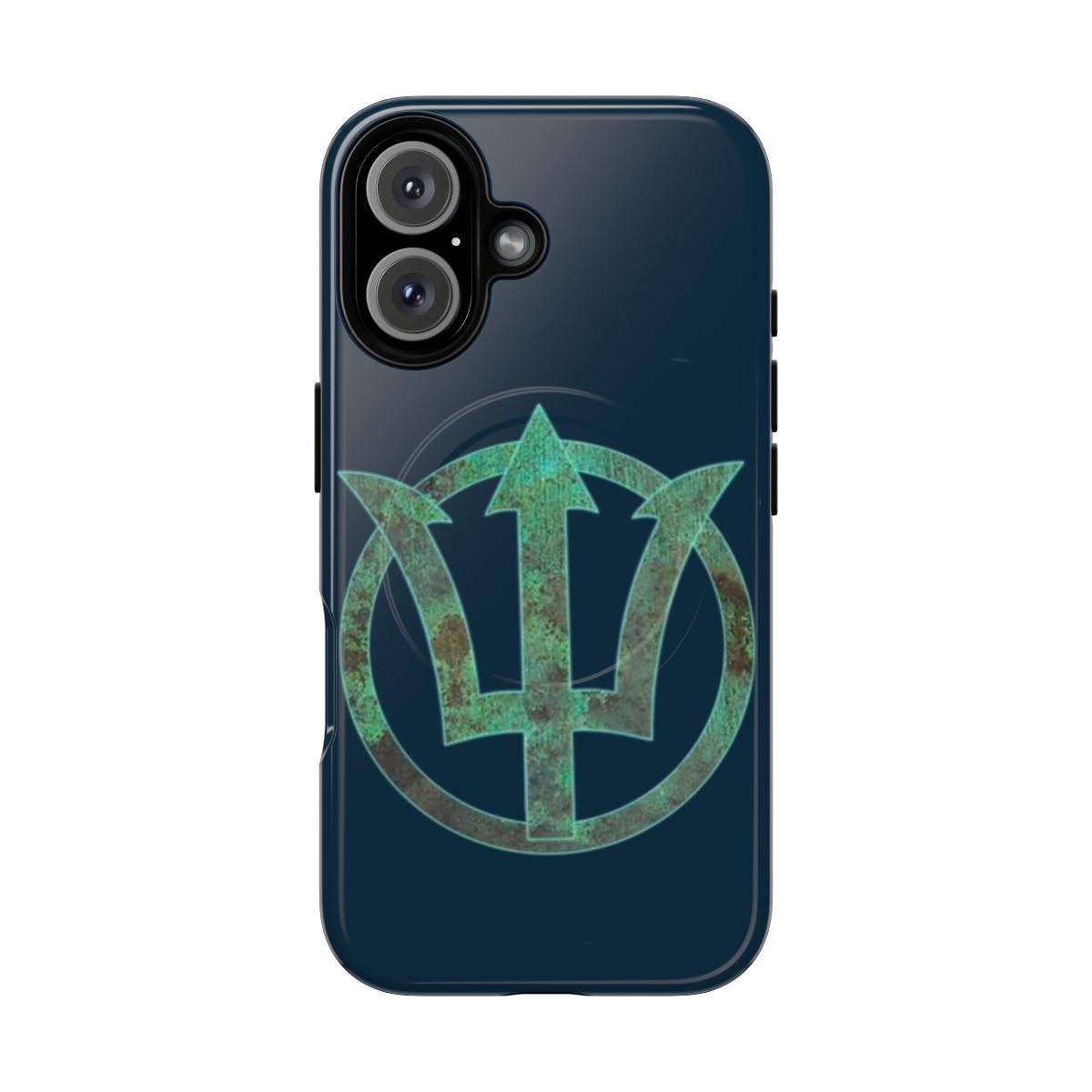 Magnetic tough phone case with a Poseidon-inspired design and Greek mythology references