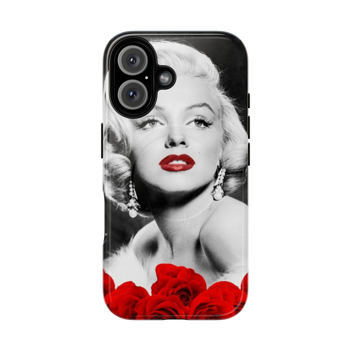 Marilyn Monroe inspired phone case with a love-themed design