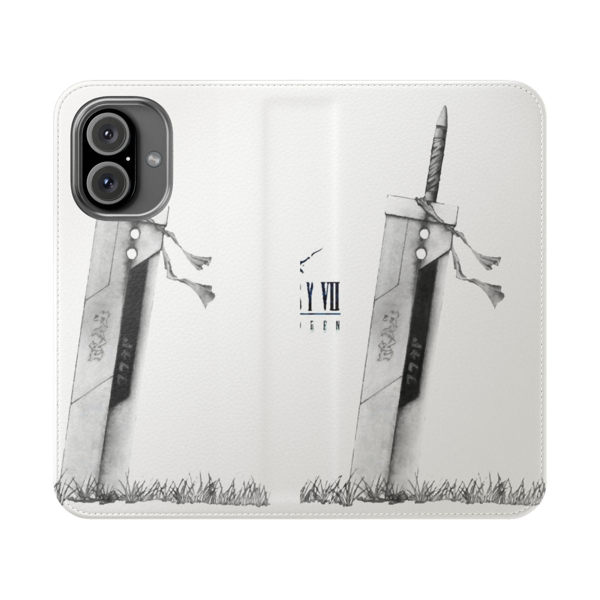 Flip cover phone case featuring a Final Fantasy-inspired design