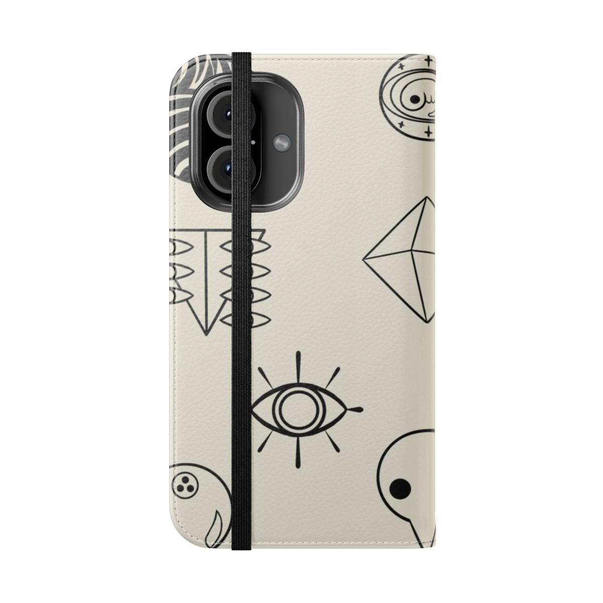 Stylish phone case featuring characters and mecha from the popular anime series Evangelion. - Folded Front