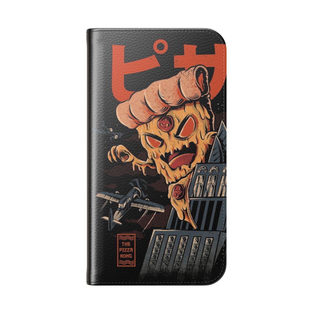 Retro Pizza Kaiju Inspired Flip Cover Phone Case - Folded Back