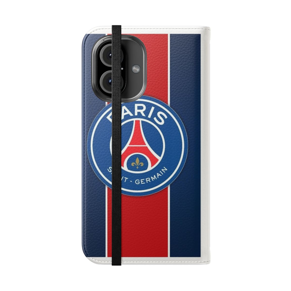 Paris Saint Germain-themed flip phone case with club logo - Folded Front