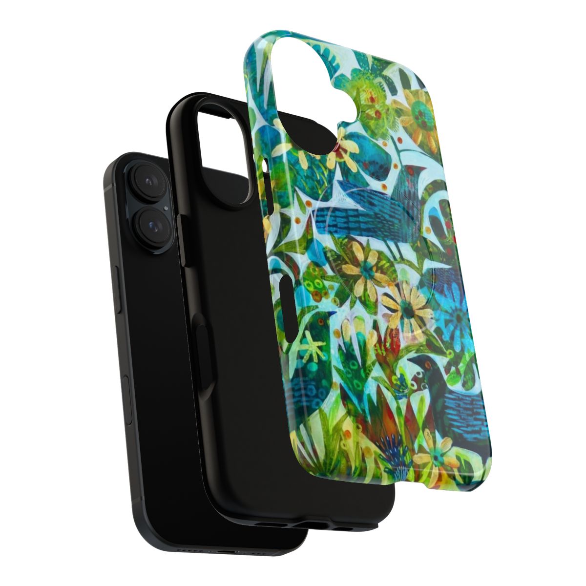 Colorful phone case with a magnetic design and nature-inspired illustrations by Este MacLeod - Layers