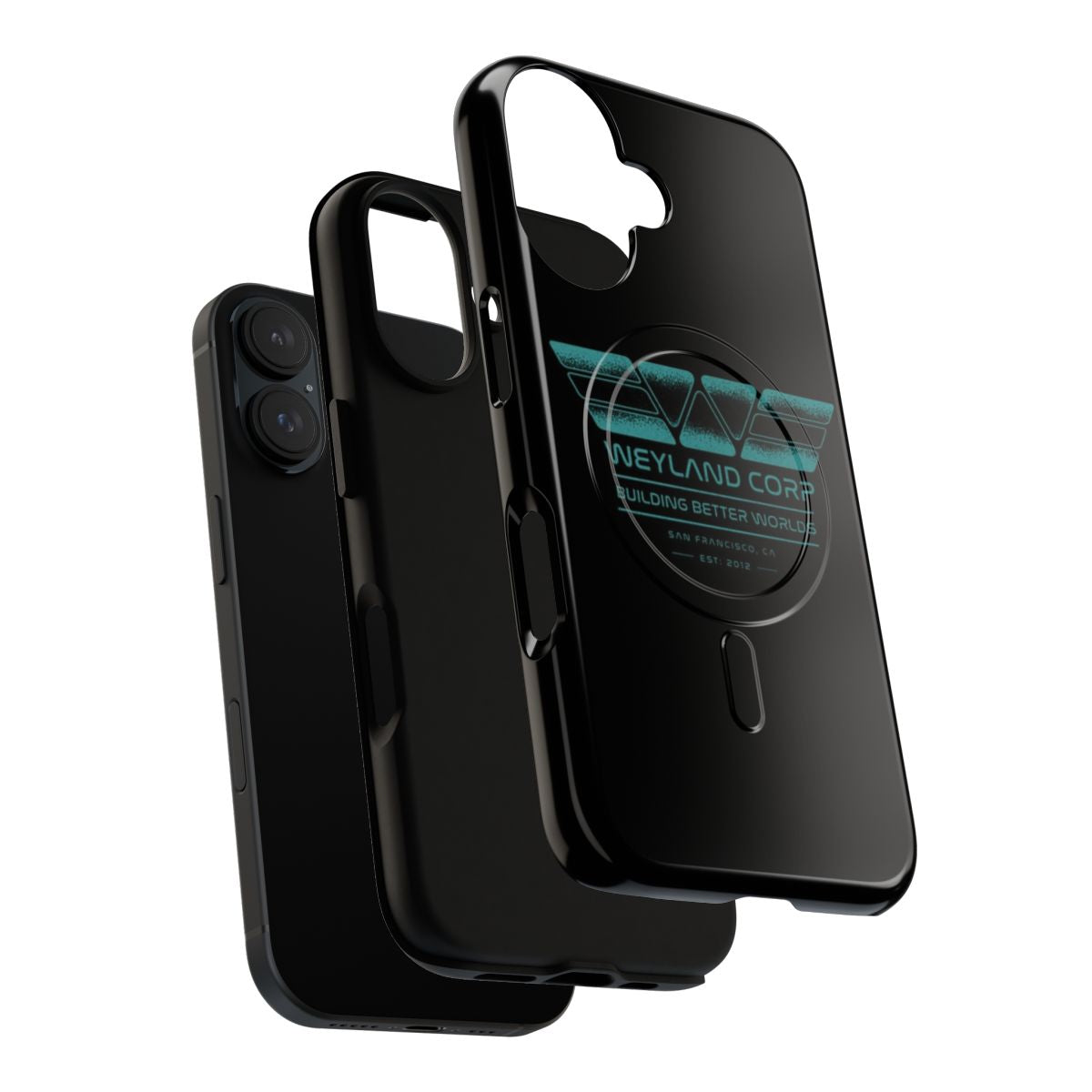 Weyland-inspired sci-fi phone case with logo and Alien movie references - Layers