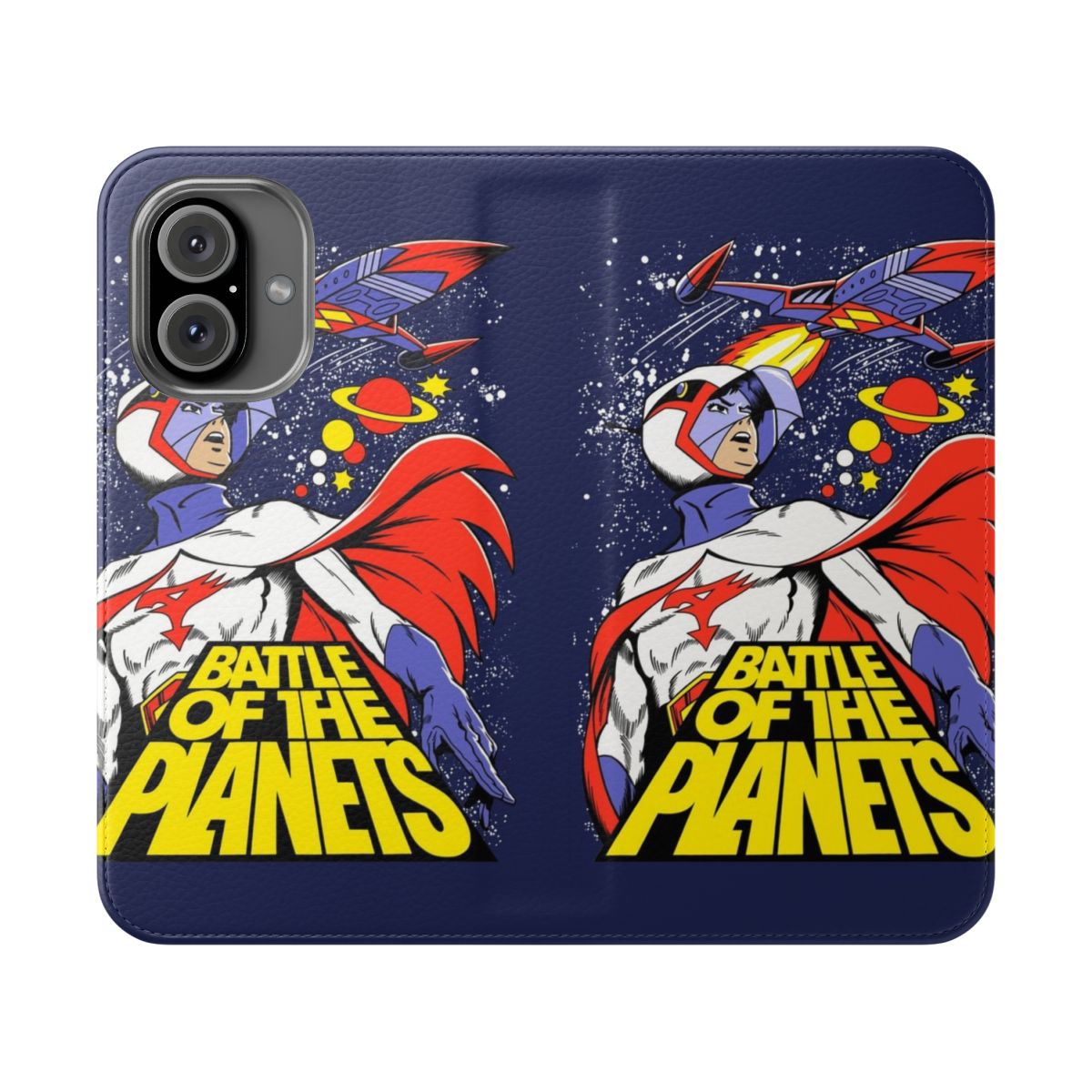 Sci-Fi Themed Flip Phone Case with Cartoon Characters