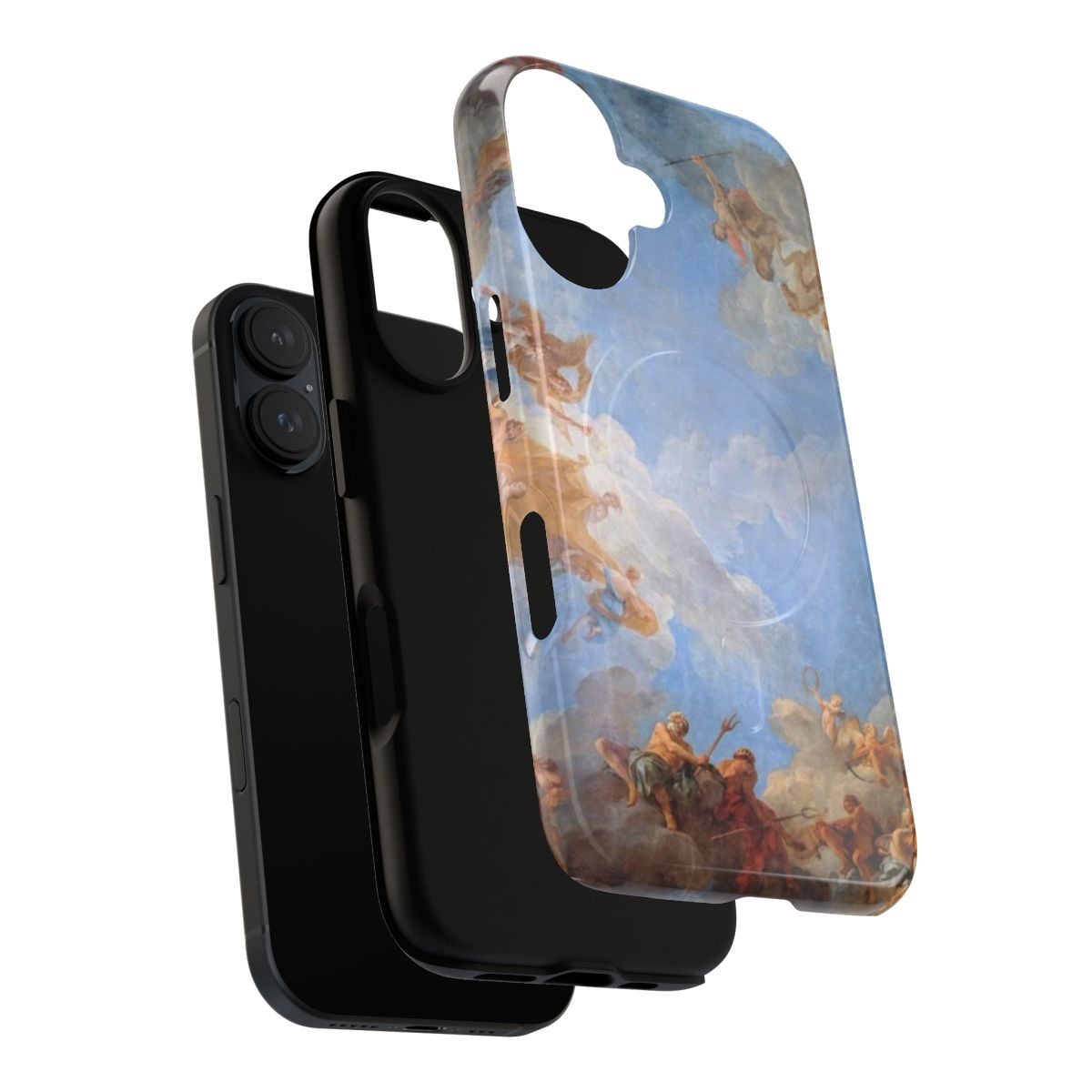 Vibrant fresco painting of angels in the palace of Versailles on a protective phone case - Layers