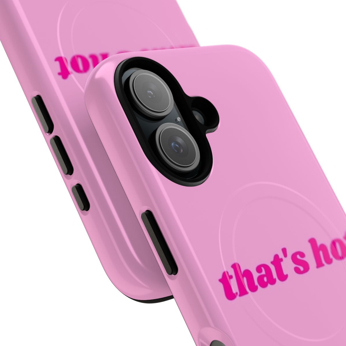 Trendy magnetic tough phone case with pink and white design inspired by The Simple Life - Detail