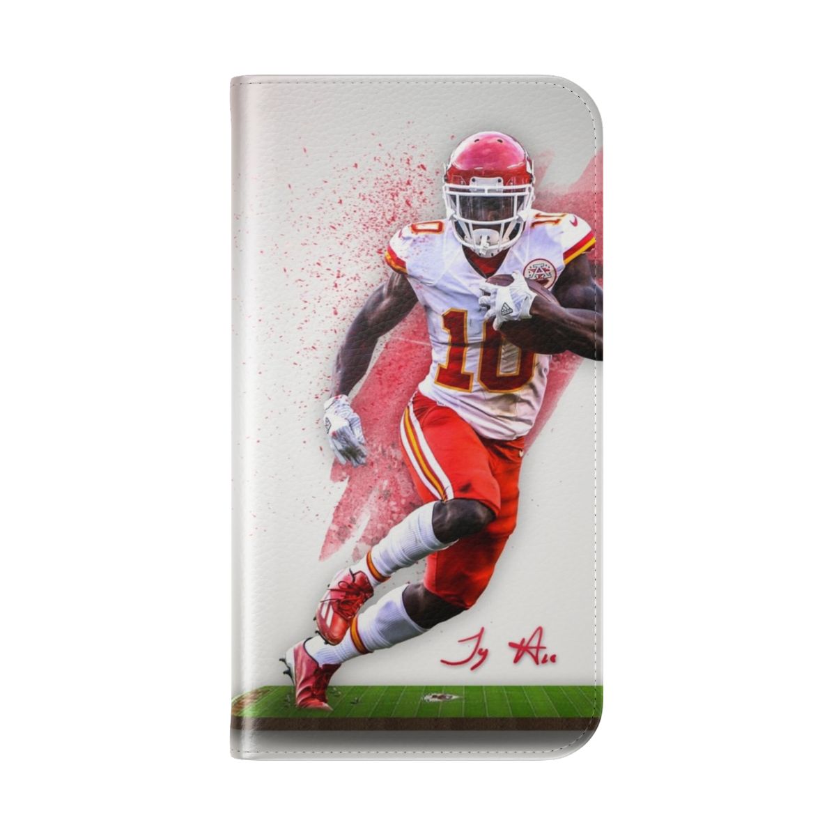 Vibrant sports art phone case featuring Tyreek Hill of the Kansas City Chiefs - Folded Back