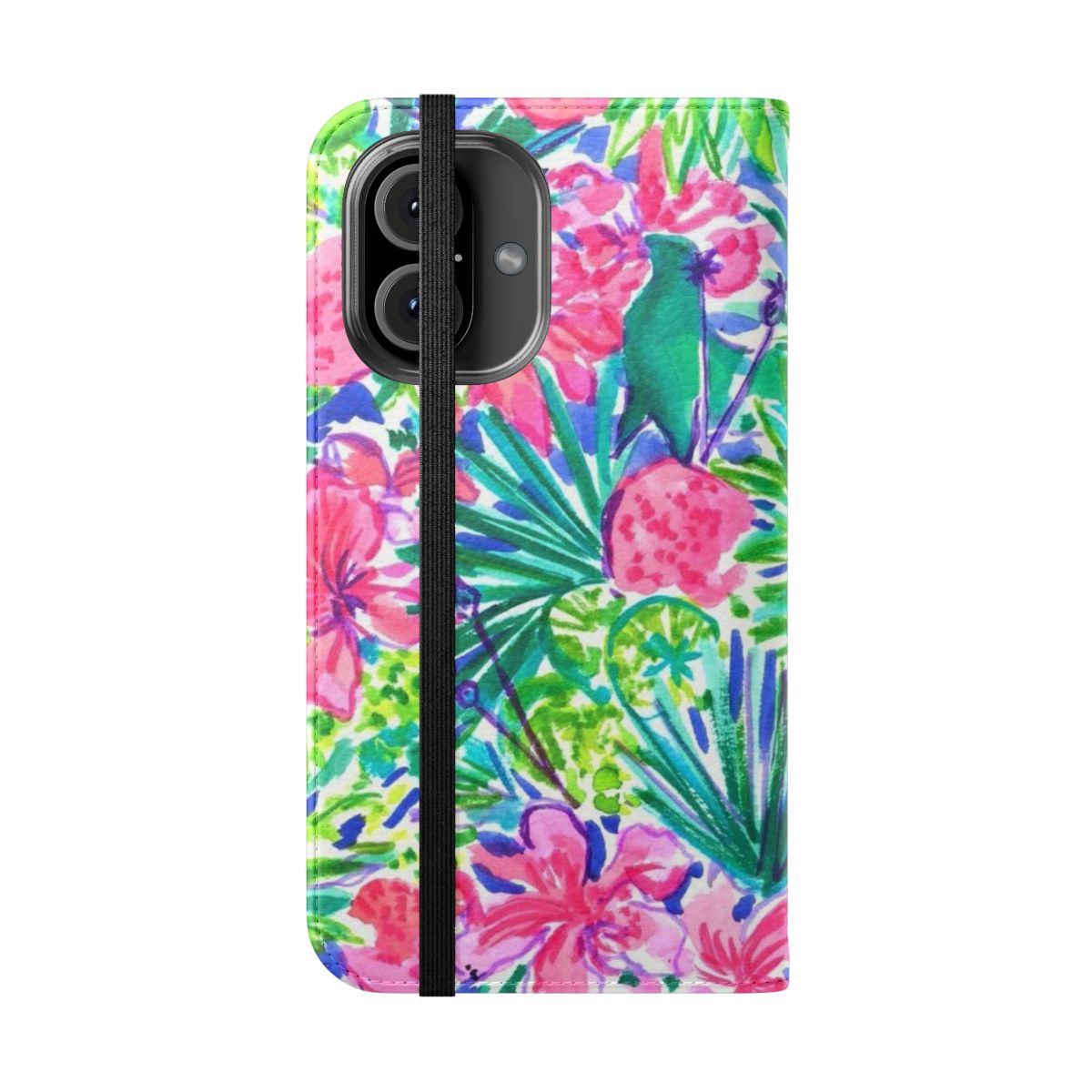 Pastel floral and leaf pattern phone case - Folded Front