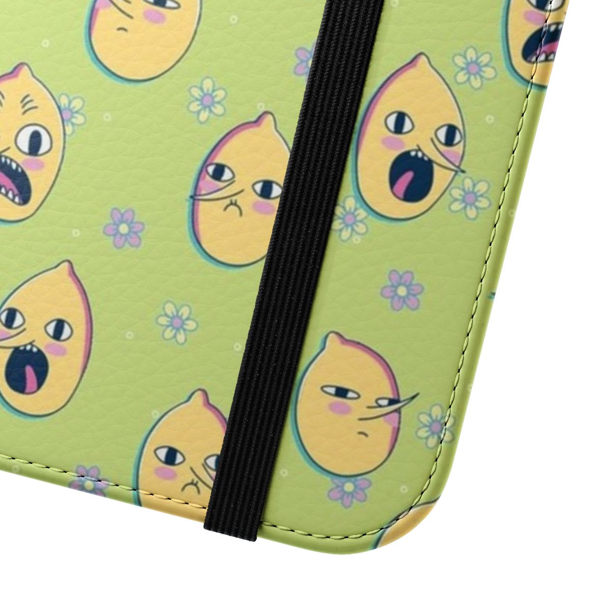 Cartoon Adventure Time inspired flip cover phone case featuring Lemongrab - Close Up